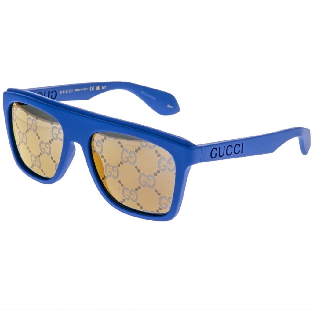 Gucci Gg Logo Lens Blue Sunglasses New